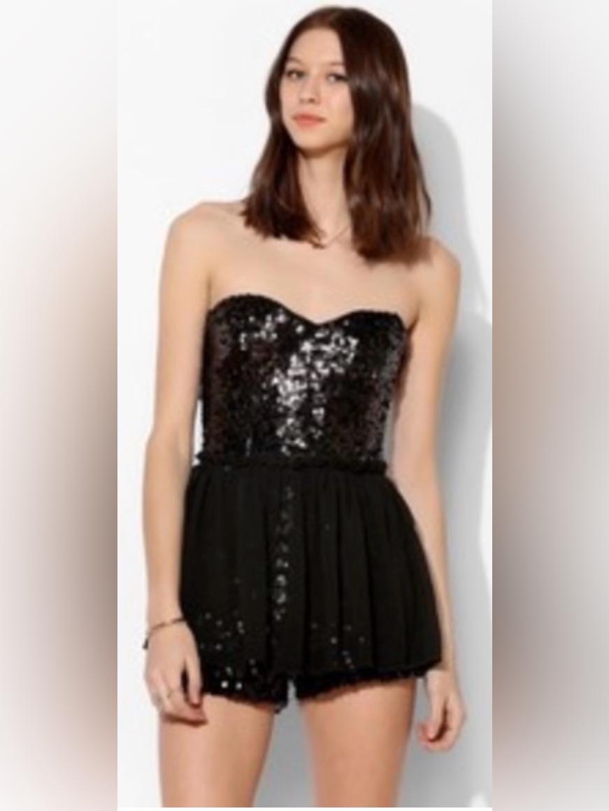 Kimchi Blue Black Sequin Strapless Party Romper